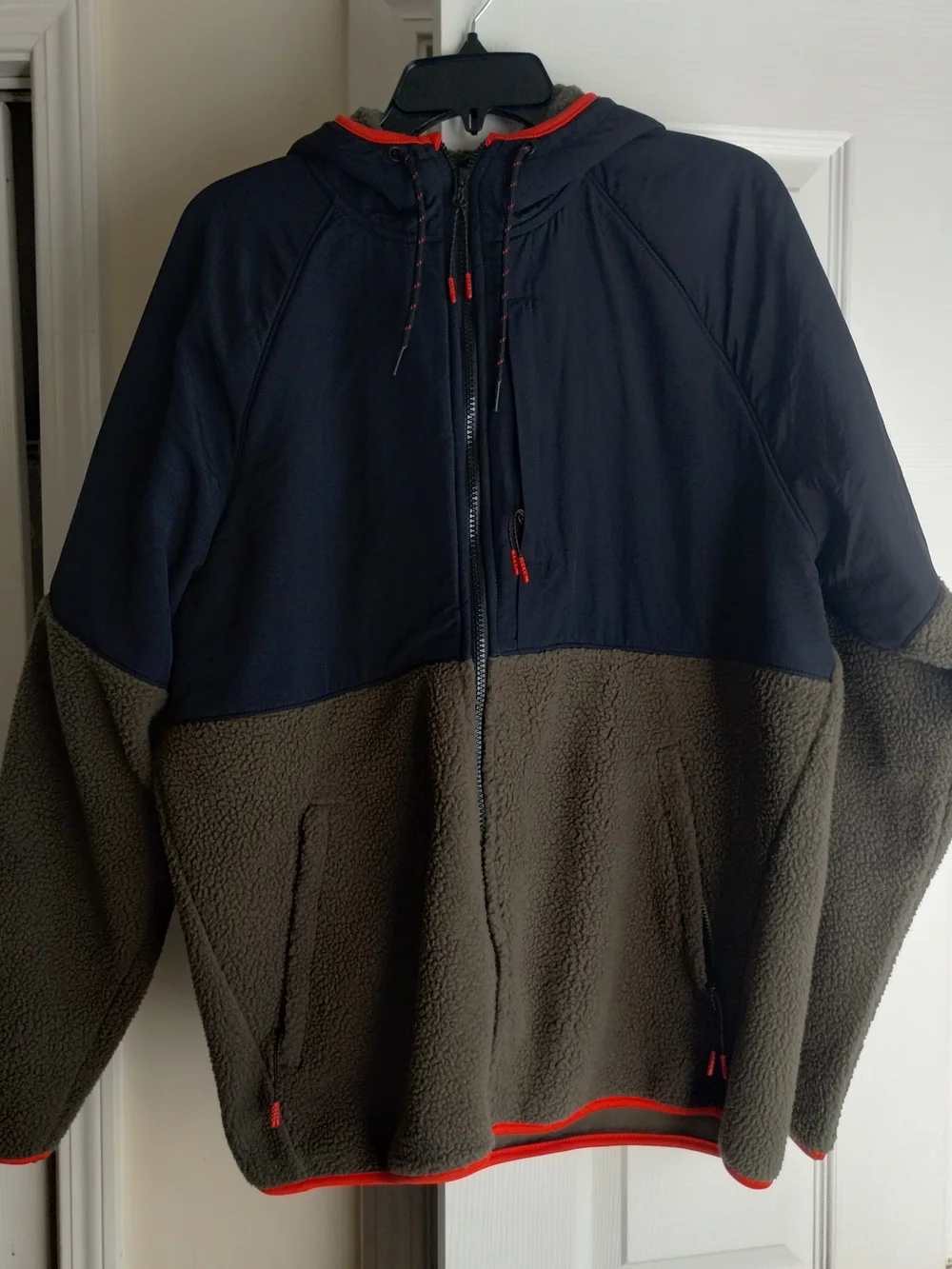 Old Navy Youth Olive Green/Black Mix Media Fleece Nylon Jacket
